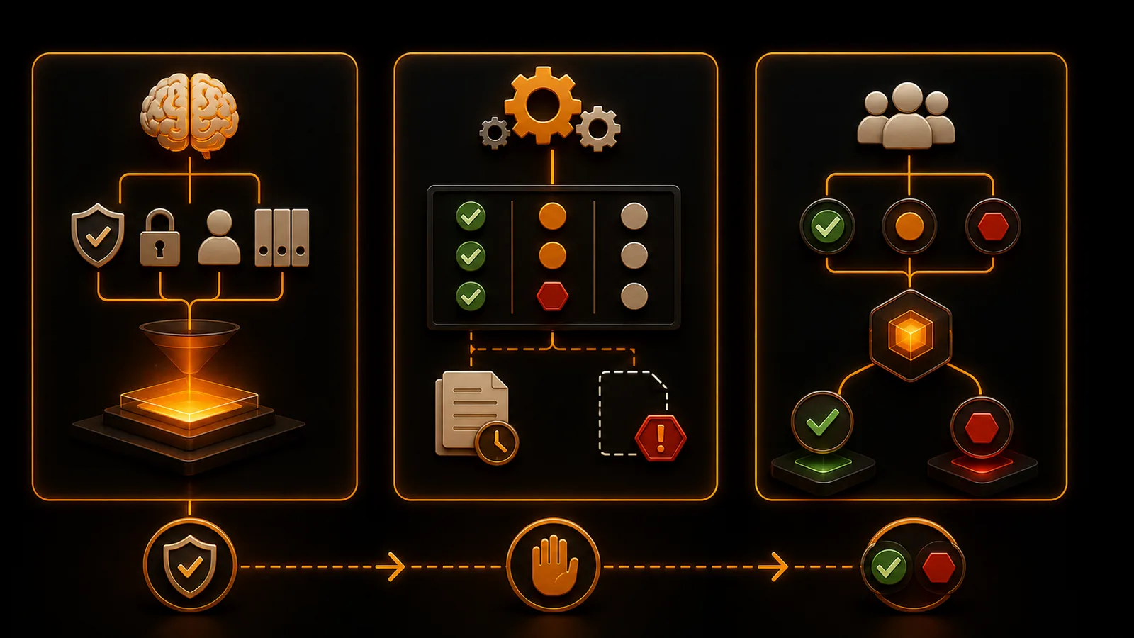 Schema illustrato della sezione Think, Build, Enable applicato alla readiness review