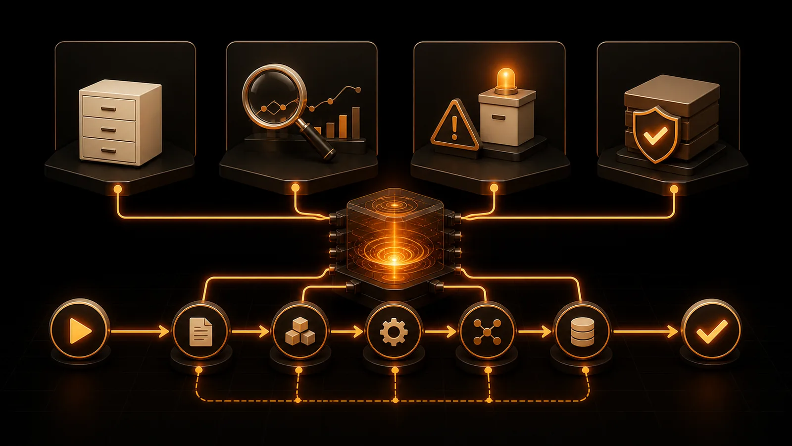 Schema illustrato della sezione L'audit trail ricostruisce un run