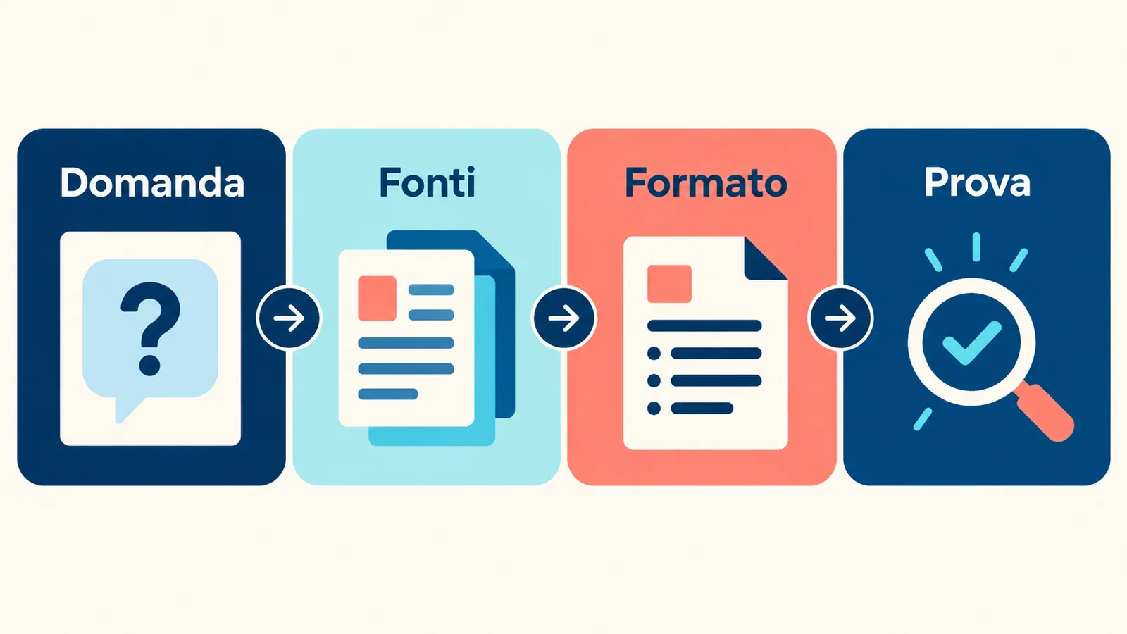 Un contratto di ritorno collega domanda, fonti, formato e prova.